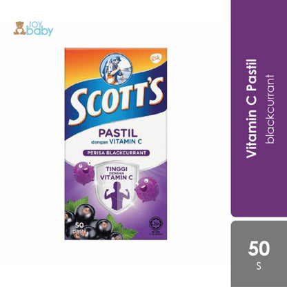 SCOTT'S Vitamin C Pastilles Supplement for Children, Support Immunity, Healthy Skin & Gums (3 Flavour)(50 Pastilles)