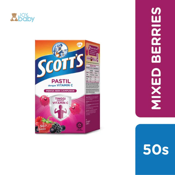 SCOTT'S Vitamin C Pastilles Supplement for Children, Support Immunity, Healthy Skin & Gums (3 Flavour)(50 Pastilles)