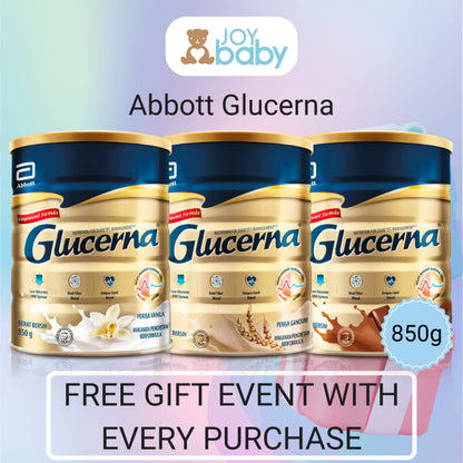 [Free Gift Event] Abbott Glucerna Vanilla/Wheat/Chocolate (850g Tin)/(2.4kg Refill)