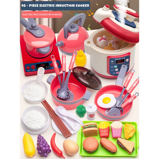 Children's cooking simulation kitchen utensils playset
